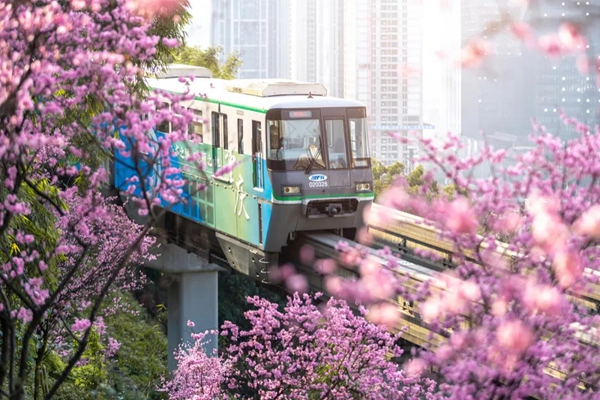 重庆“开往春天的列车”单轨二号线列车被无人机碰撞